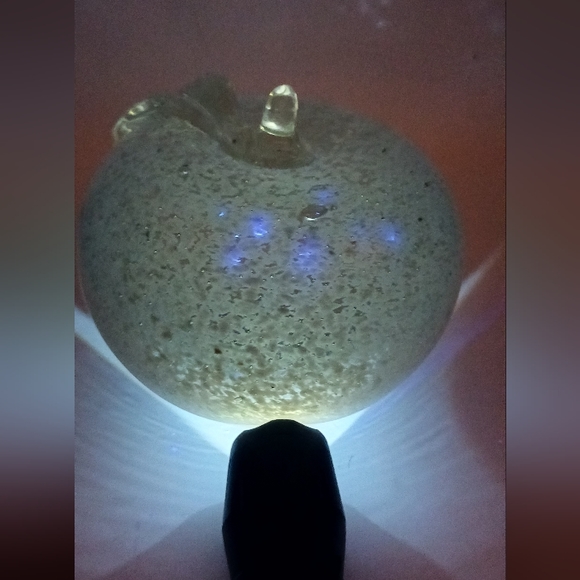 Glass Apple Large Gray Glass Apple Clear Silver with glowing sparkles - Picture 6 of 8